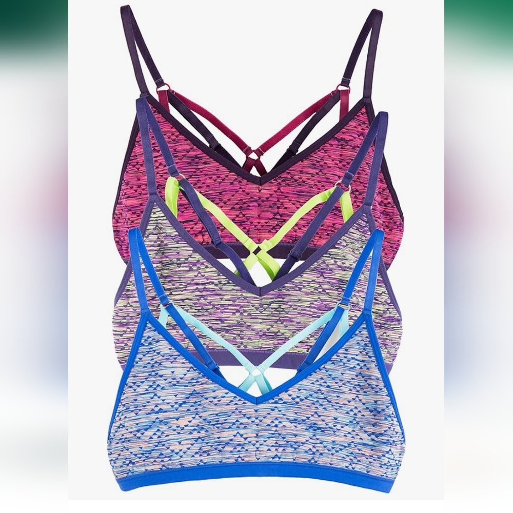 Kalon 3 Pack Strappy Back Padless Bralette